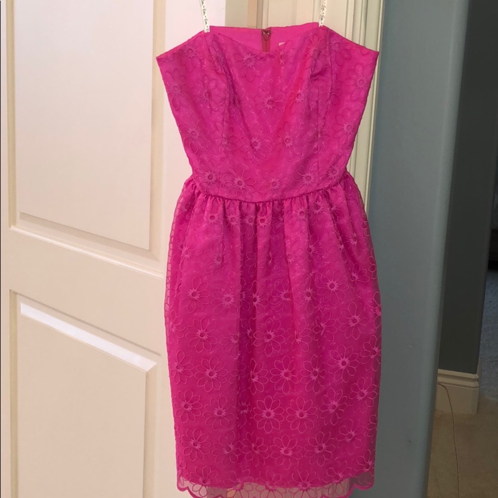 Lily Pulitzer Hot Pink Floral Strapless Dress